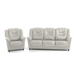 Minkštų baldų komplektas Mann, oda, baltas