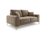 Dvivietė sofa Mazzini Sofas Madara, veliūras, smėlio/auksinės spalvos