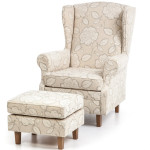 Fotelis Mari su pakojuku, smėlio spalvos