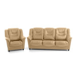 Minkštų baldų komplektas Mann, oda, smėlio spalvos