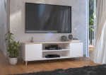 TV staliukas Petra, baltas/ąžuolo spalvos