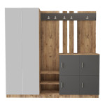 Prieškambario baldų komplektas Kalune Design DD9, rudas/pilkas