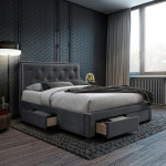 Lova Glossy su čiužiniu Harmony Top Pocket, 160x200cm, pilkos spalvos