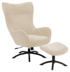 Fotelis su pufu Talgarth, smėlio spalvos