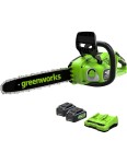 Akumuliatorinis grandininis pjūklas su dviem akumuliatoriais Greenworks gd24x2cs36k4x