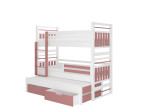 Vaikiška lova Hippo 190x87x175cm, balta/rožinė