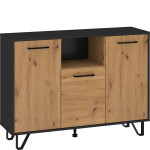 Komoda Boss - BOS-04 3D, juoda/artisan ąžuolo