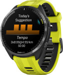 Garmin Forerunner® 965, Carbon Grey DLC Titanium Bezel with Black Case and Amp Yellow/Black Silicone Band