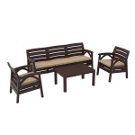 Lauko baldų komplektas Garden Line Santana, rudas plastikas, 5 vietos