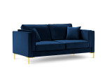 Dvivietė sofa Luis 2, mėlyna/auksinė