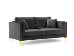 Dvivietė sofa Luis 2, tamsiai pilka/auksinė sp.