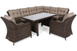 Lauko baldų komplektas California Corner, dešininis, Brown Mat / Brown Melange