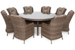 Lauko baldų komplektas Bristol Round Elegant 180 cm, 8+1, Ginger / Brown Melange