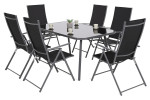 Lauko baldų komplektas Casablanca 145 cm, 6+1, juodas/pilkas