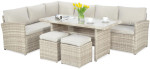 Lauko baldų komplektas SALO + su pufais, Beige