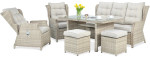 Lauko baldų komplektas BALTIMORE DINING + su pufais, Beige