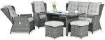 Lauko baldų komplektas BALTIMORE DINING + su pufais, Dark Grey