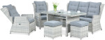 Lauko baldų komplektas BALTIMORE DINING + su pufais, White Grey