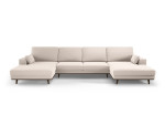 Panoraminė velvet sofa Hebe, 6 sėdimos vietos, smėlio spalva