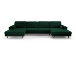 Panoraminė velvet sofa Hebe, 6 sėdimos vietos, žalio butelio sp.