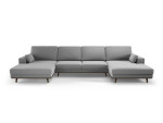 Panoraminė velvet sofa Hebe, 6 sėdimos vietos, pilka