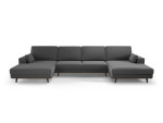 Panoraminė velvet sofa Hebe, 6 sėdimos vietos, tamsiai pilka