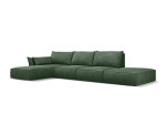 Kairinė kampinė sofa Vanda, 5 sėdimos vietos, žalio butelio sp.