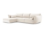 Kairinė kampinė sofa Vanda, 4 sėdimos vietos, šv. smėlio sp.