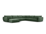 Panoraminė dešininė sofa Vanda, 8 sėdimos vietos, žalio butelio sp.