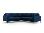 Simetrinė kampinė velvet sofa Venus, 5 sėdimos vietos, tamsiai mėlyna