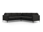 Dvipusė kampinė sofa Venus, 5 sėdimos vietos, juoda