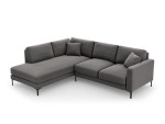 Kairinė kampinė velvet sofa Venus, 5 sėdimos vietos, pilka