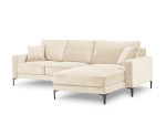 Dešinioji kampinė velvet sofa Venus, 4 sėdimos vietos, šv. smėlio sp.