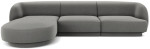Aksominė kairinė kampinė sofa Micadoni Miley, 259 x 155 x 74, pilka