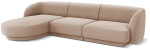 Aksominė kairinė kampinė sofa Micadoni Miley, 259 x 155 x 74, smėlio