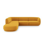 Aksominė kairinė kampinė sofa Micadoni Miley, 252 x 220 x 74, geltona
