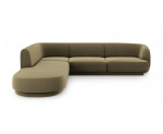 Aksominė kairinė kampinė sofa Micadoni Miley, 252 x 220 x 74, žalia