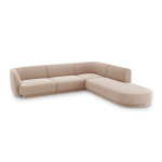 Aksominė dešininė kampinė sofa Micadoni Miley, 252 x 220 x 74, smėlio
