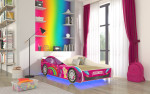 Vaikiška lova LED Car, 80x160 cm, rožinė