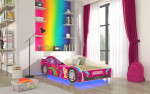 Vaikiška lova LED Car, 80x160 cm, rožinė