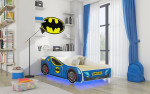 Vaikiška lova LED Batcar, 70x140 cm, mėlyna