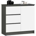 Komoda Akord K80 Jerry 1D 3SZSZ, pilka/balta