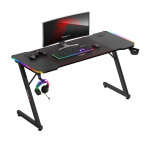 Huzaro Hero 3.3 rgb black žaidimų stalas 140 cm – su LED apšvietimu, Carbon danga