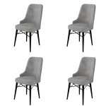 4-ių kėdžių komplektas Asir Pare, pilkas/juodas