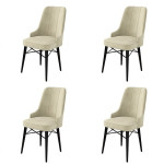 4-ių kėdžių komplektas Asir Pare, smėlio/juodas