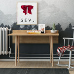 Rašomasis stalas Asir Imma, rudas