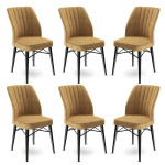 6-ių kėdžių komplektas Asir Flex, smėlio/juodas