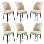 6-ių kėdžių komplektas Asir Flex, smėlio/juodas