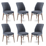 6-ių kėdžių komplektas Asir Flex, pilkas/rudas