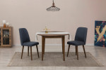 Išplečiamas valgomojo stalo ir kėdžių rinkinys (3 vienetai) Vina 1048 - Walnut, Navy Blue